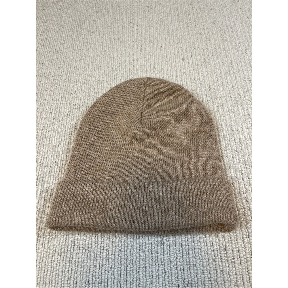 100% Alpaca Beanie Fleece Lining Beige Brown